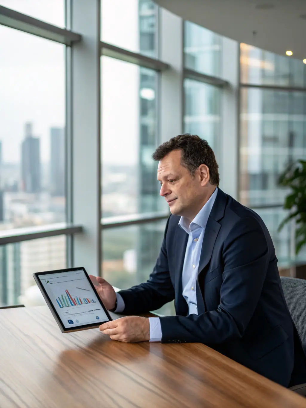 A photo of a real estate investor reviewing documents with a sense of urgency, representing the fast-paced nature of bridge loan transactions.