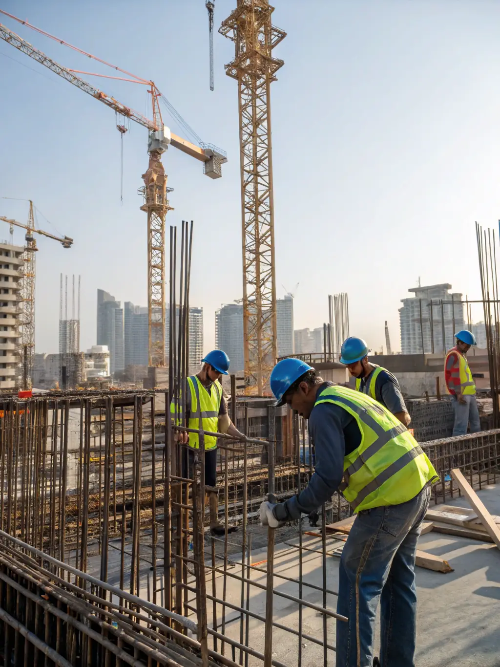A construction site with workers building a new residential property, illustrating a ground-up construction project funded by Impulse Capital Partners.