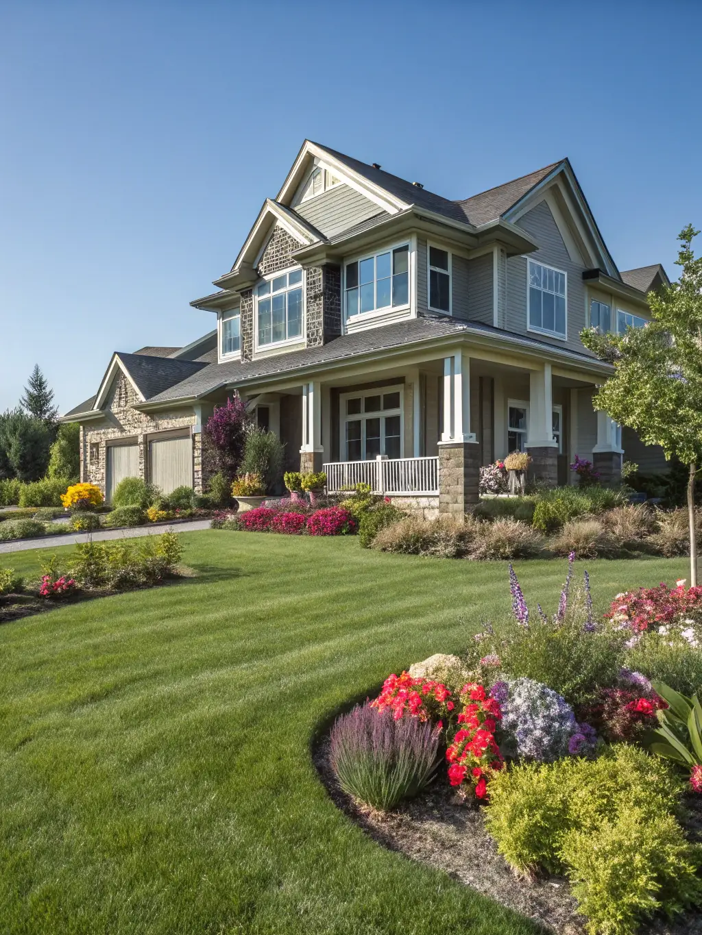 A high-quality photo of a renovated house with a 'For Sale' sign in the front yard, symbolizing a successful fix and flip project financed by Impulse Capital Partners.